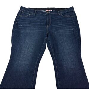 Evri Women's Plus Size 24WS Blue Bootcut Elastic Waist Dark Wash Stretch Jeans